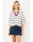 Short Sleeve Striped Knit Top