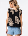 Black & Cream EMB Blouse
