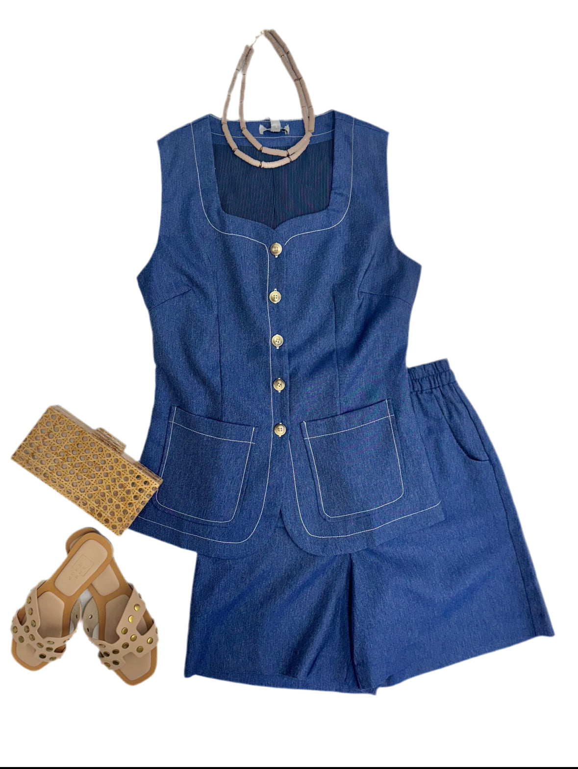 Denim Vest Top
