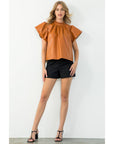Flutter Sleeve Leather Top