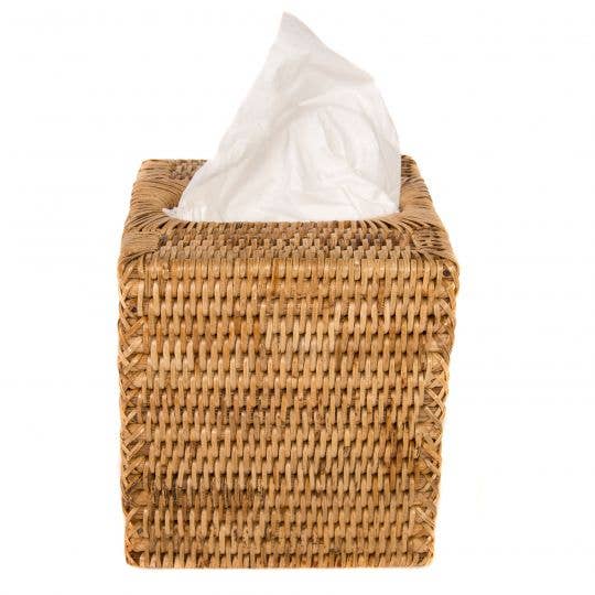 Rattan Column Tissue Box Cover