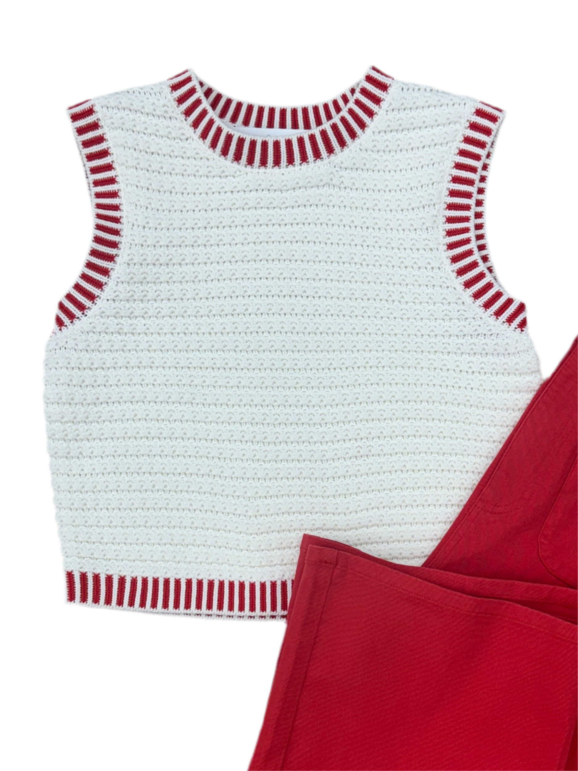 Knit Red Border Top