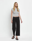high rise wide leg frayed bottom denim jeans
