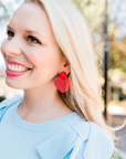 Pink Beaded Heart Earrings