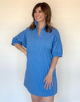 Charlotte Dress Blue Stripe