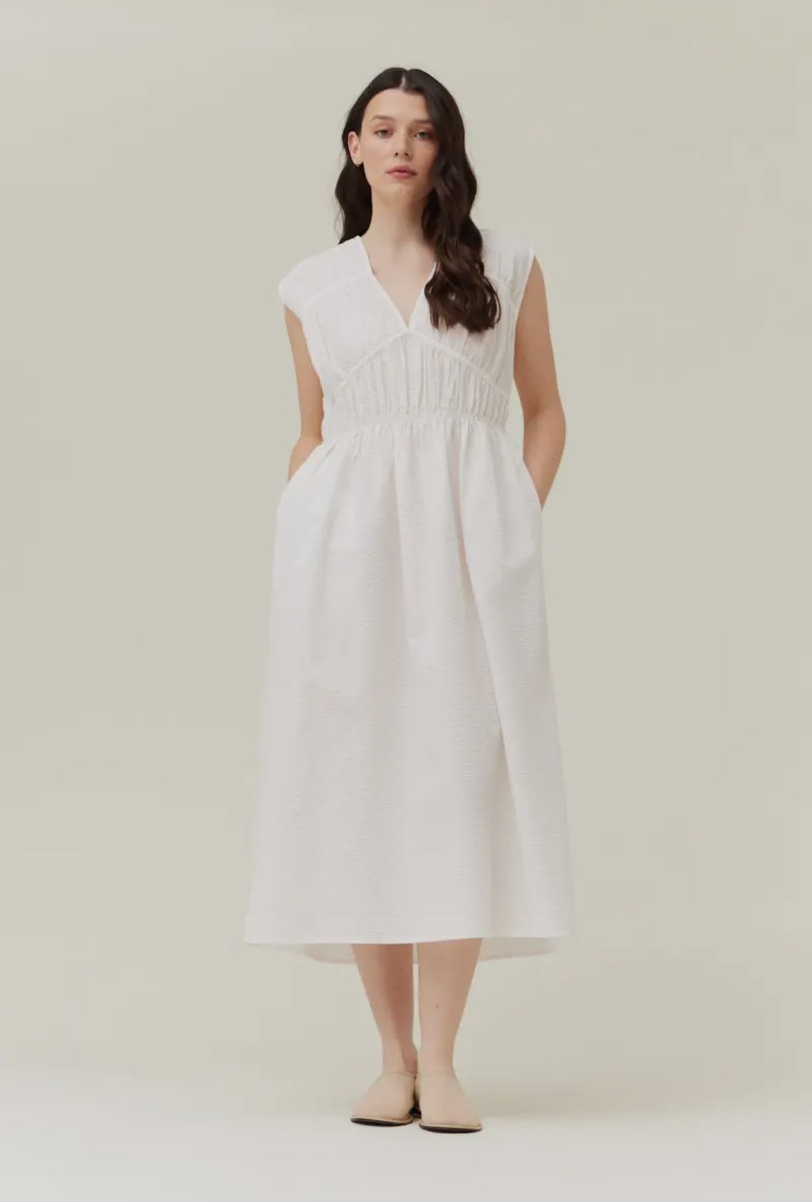 Seersucker Midi Dress