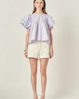 Scallop Hem Sleeve Blouse