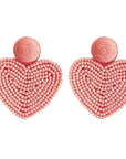 Pink Beaded Heart Earrings