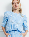 Lt Blue Puff Blouse