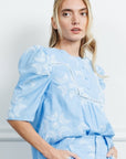 Lt Blue Puff Blouse