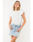 Ruffle Layered Flutter Sleeve Top