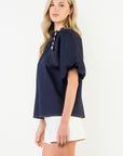 Puff Sleeve Denim Blouse