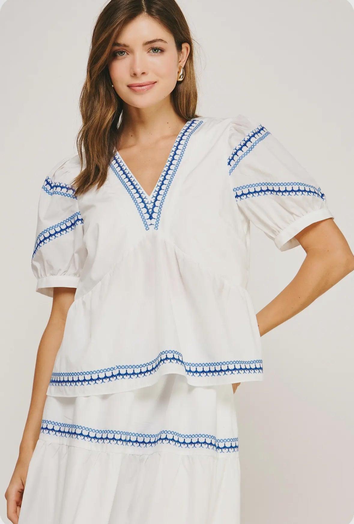 B&W Contrast Stitch Blouse