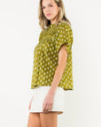 Olive Puff Sleeve Blouse