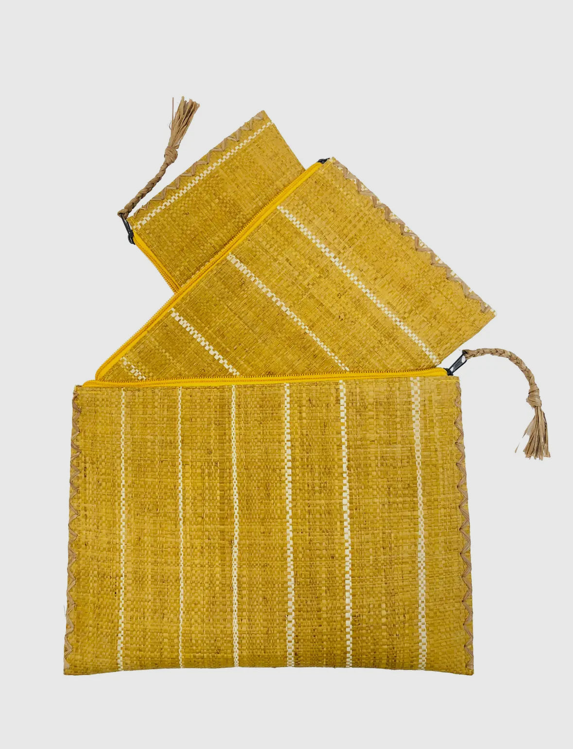 Nesting Zippered Straw Clutch