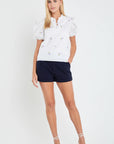 Purple Floral EMB Blouse