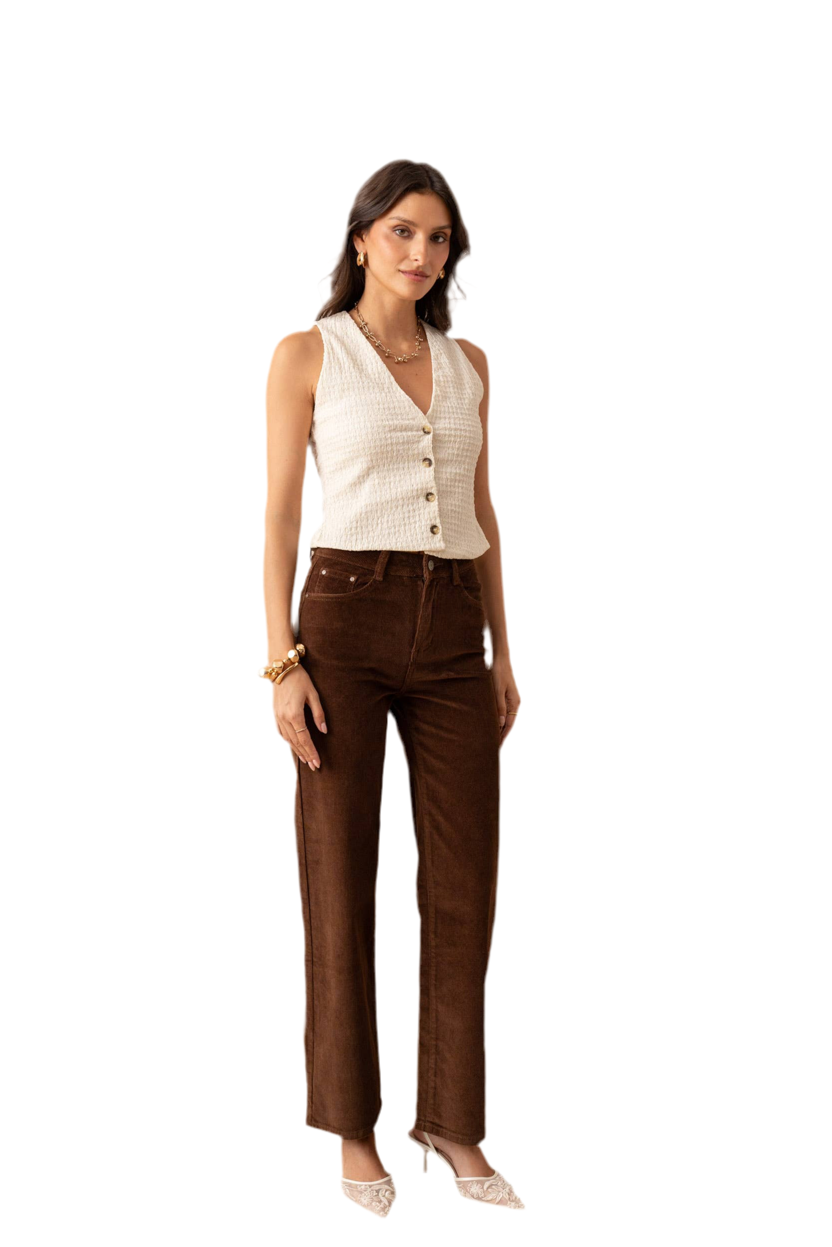 Corduroy Wide Leg Crop