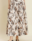Shirred Floral Maxi Skirt