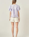 Scallop Hem Sleeve Blouse