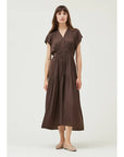 Ruffle Satin Midi Dress