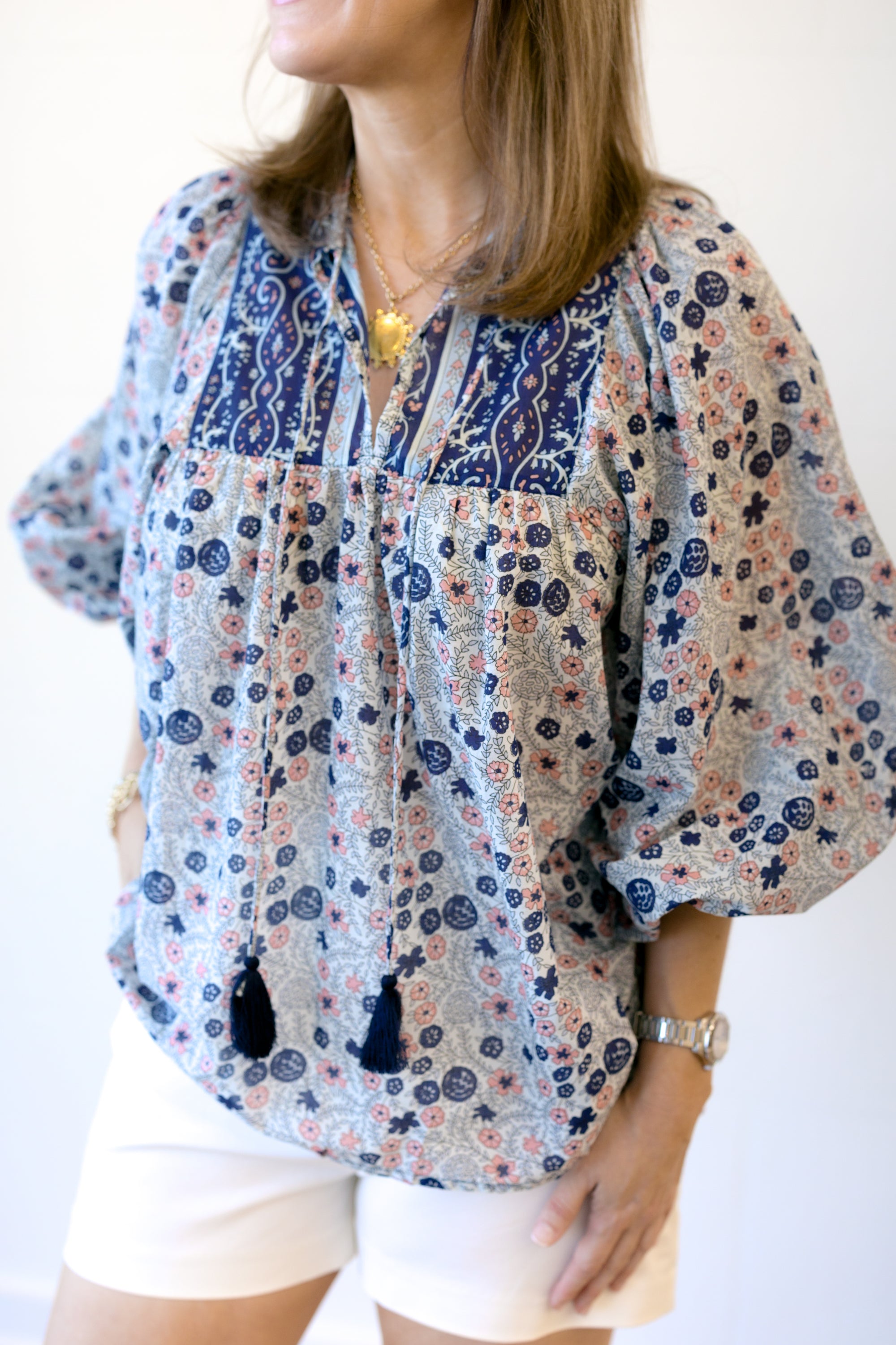 Charlie Blouse Navy Floral