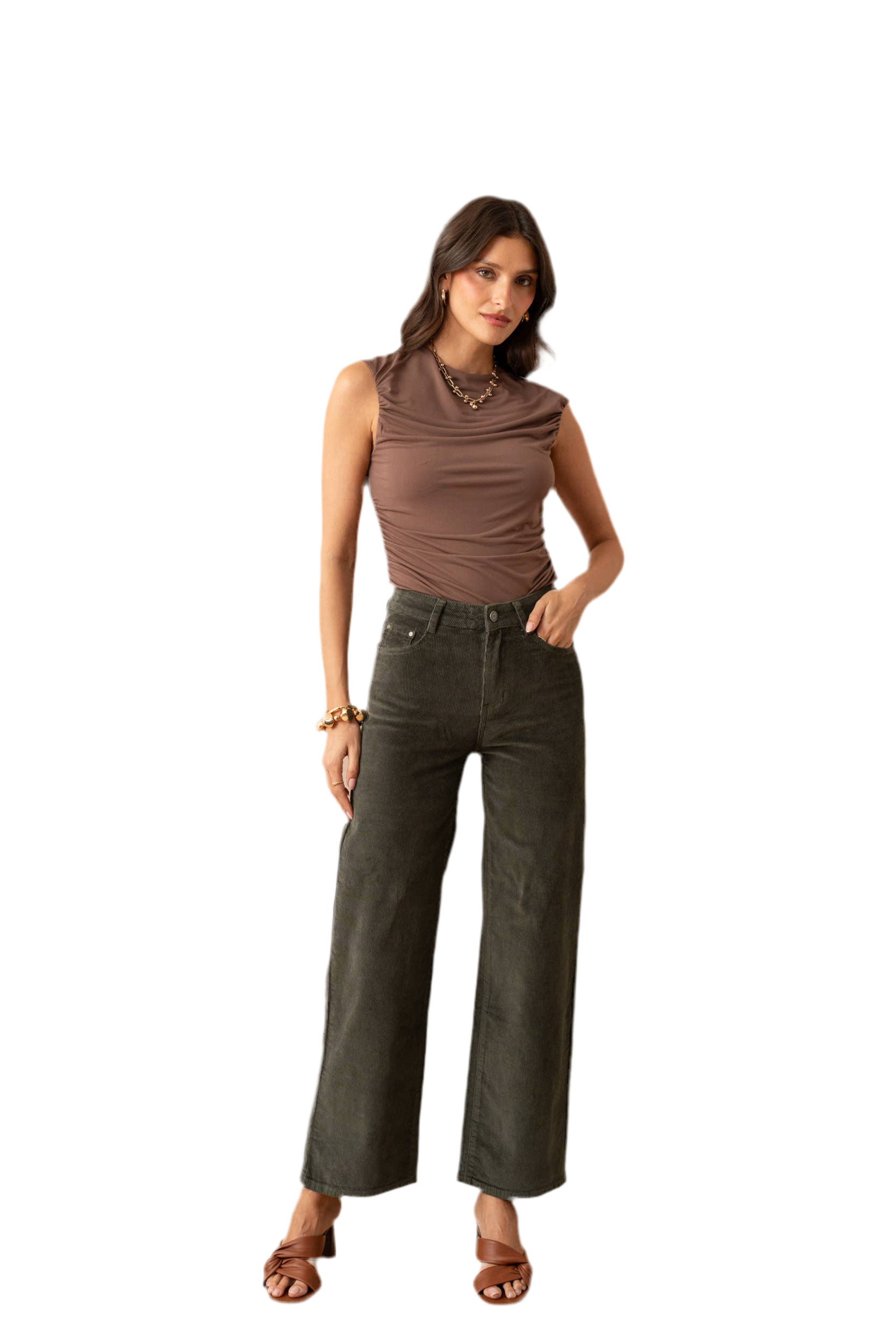 Corduroy Wide Leg Crop