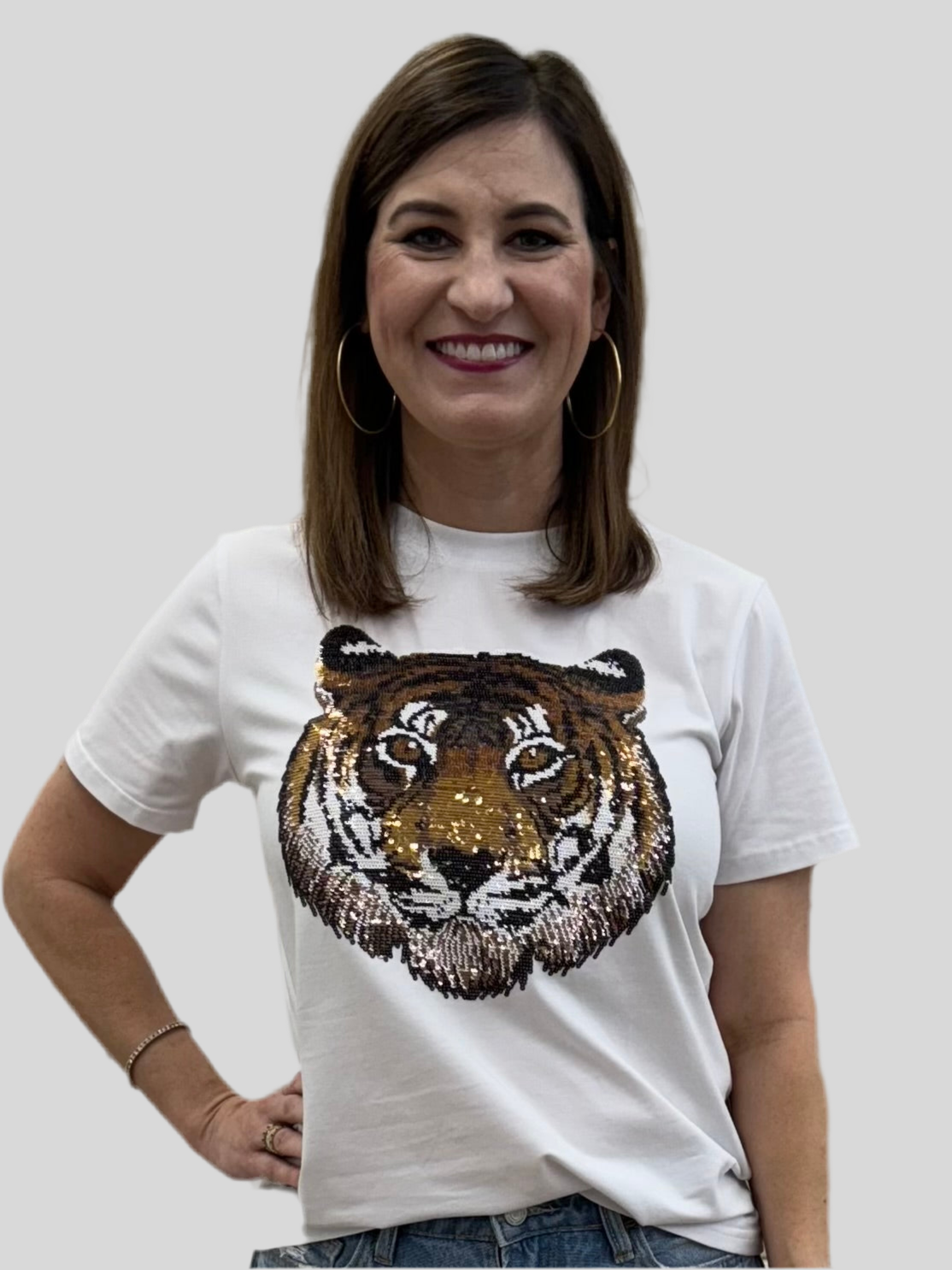 Tiger Sequin Spirit Tee