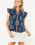 Flutter Sleeve Floral Blouse