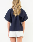 Puff Sleeve Denim Blouse
