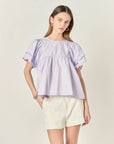 Scallop Hem Sleeve Blouse