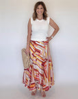 Red Multi Paneled Mini Skirt