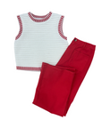 Knit Red Border Top