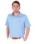 performance golf polo Classic stretch fit shirt in blue and white stripes
