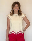 Cream Cut-Out Blouse