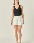 High Waist Twill Shorts