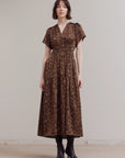 Leopard Satin Midi Dress