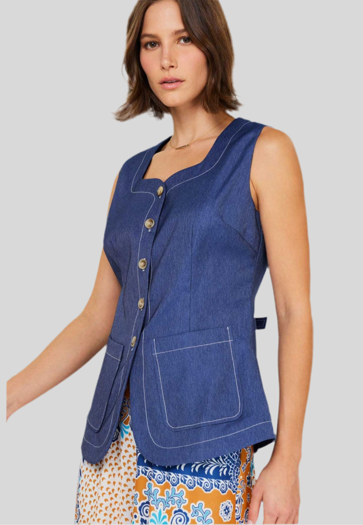 Denim Vest Top
