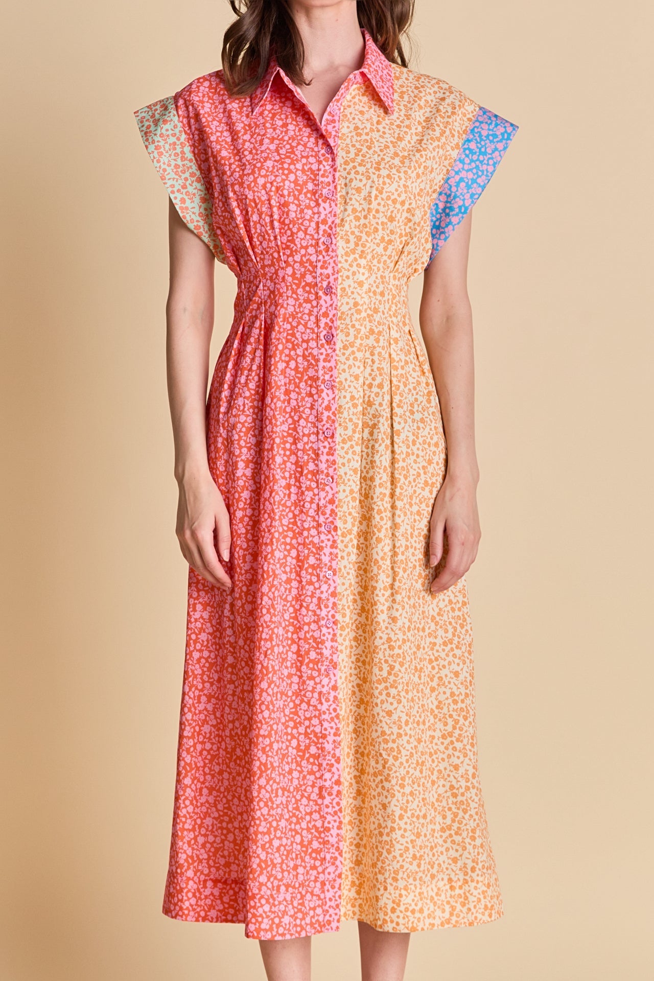 Colorblock Shirt Midi