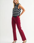 Cherry Red Cropped Bootcut