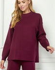 mock turtleneck long sleeve knit sweater