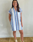 Nancy Dress - Red/White/Blue Stripes