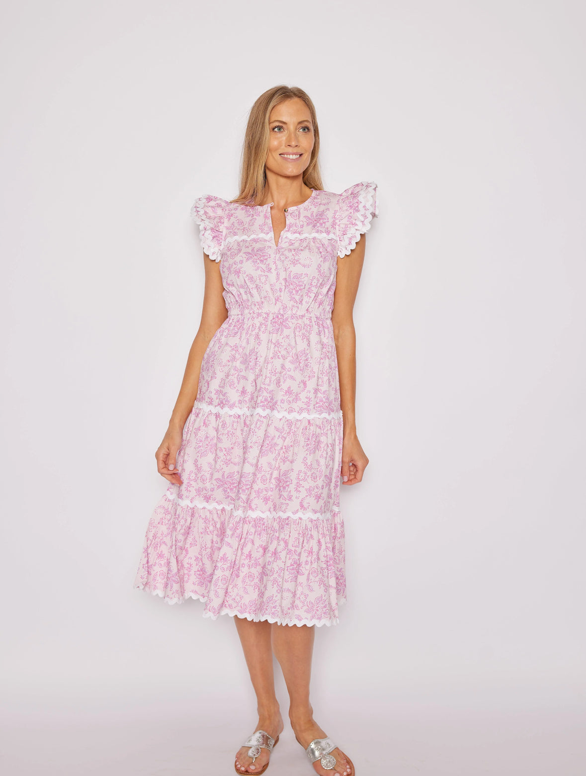 Flutter Sleeve Ric Rac Midi