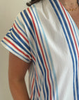 Nancy Dress - Red/White/Blue Stripes