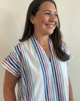 Nancy Dress - Red/White/Blue Stripes