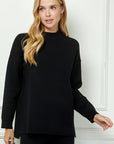 mock turtleneck long sleeve knit sweater