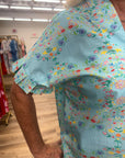 Kimono Pleat Blue Embroidery