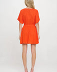 Orange Cinched Mini Dress