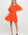 Orange Cinched Mini Dress