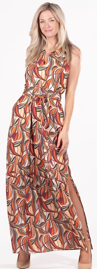 willa story belted maxi dress fall colors removable belt