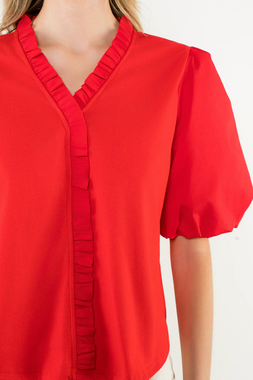 Poplin Puff Sleeve Blouse